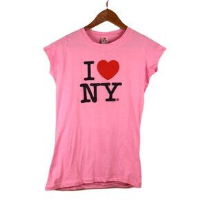 nwt I LOVE NY Fitted Stretch Cotton Tee in Hot-Pink - Size XL